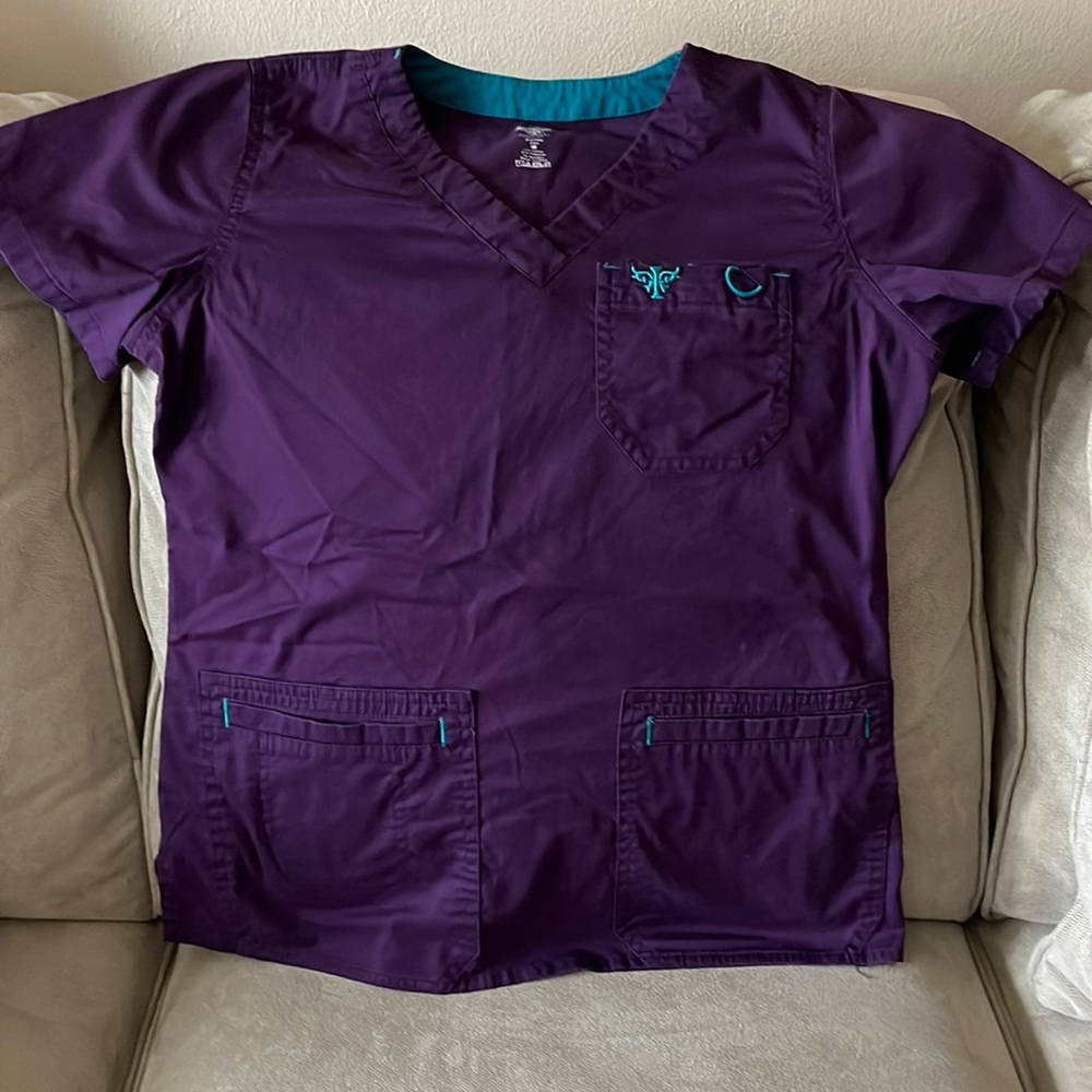 Med Couture purple scrub top